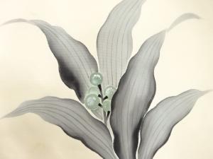 アンティーク　塩瀬　手描き　草の実模様名古屋帯